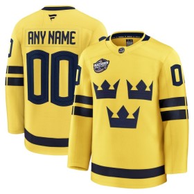 Sverige tröja Customized 4 Nations Face Off 2025 Fanatics Premium Gul - NHL Tröjor Herr